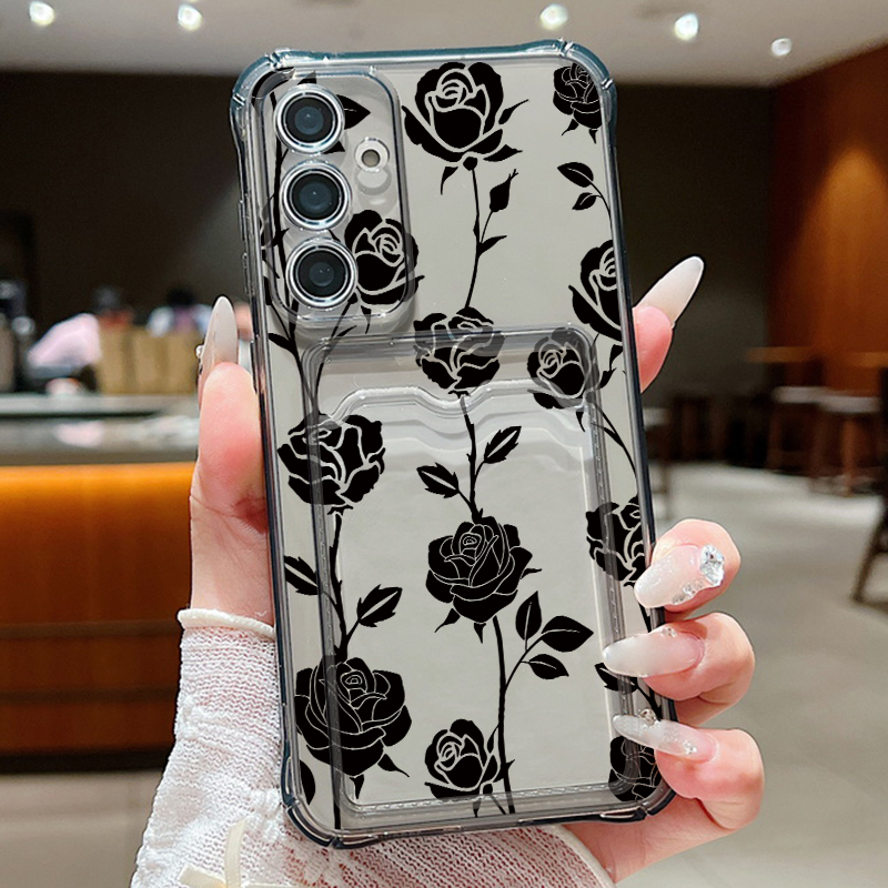 Black Rose Pattern Card Bag Wa - Wallets ulasan dan harga