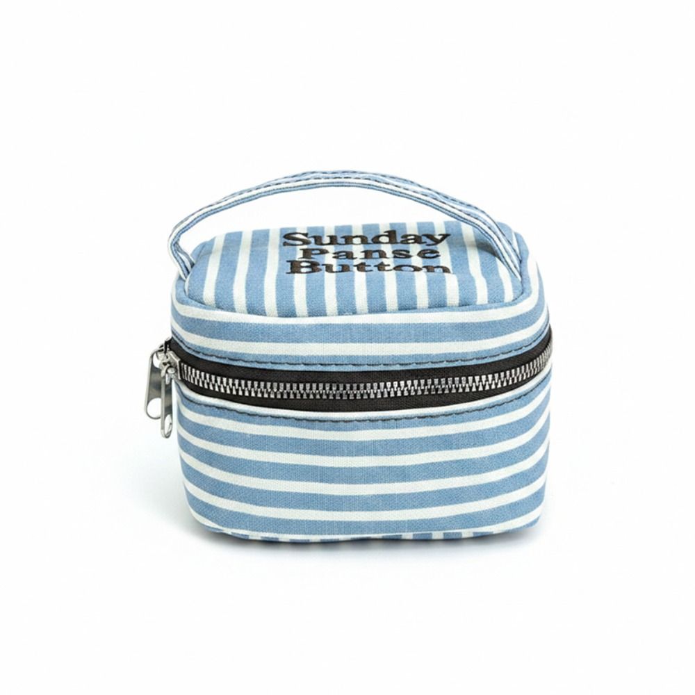 Portable Blue White Striped Sq - Cosmetic Bags ulasan dan harga