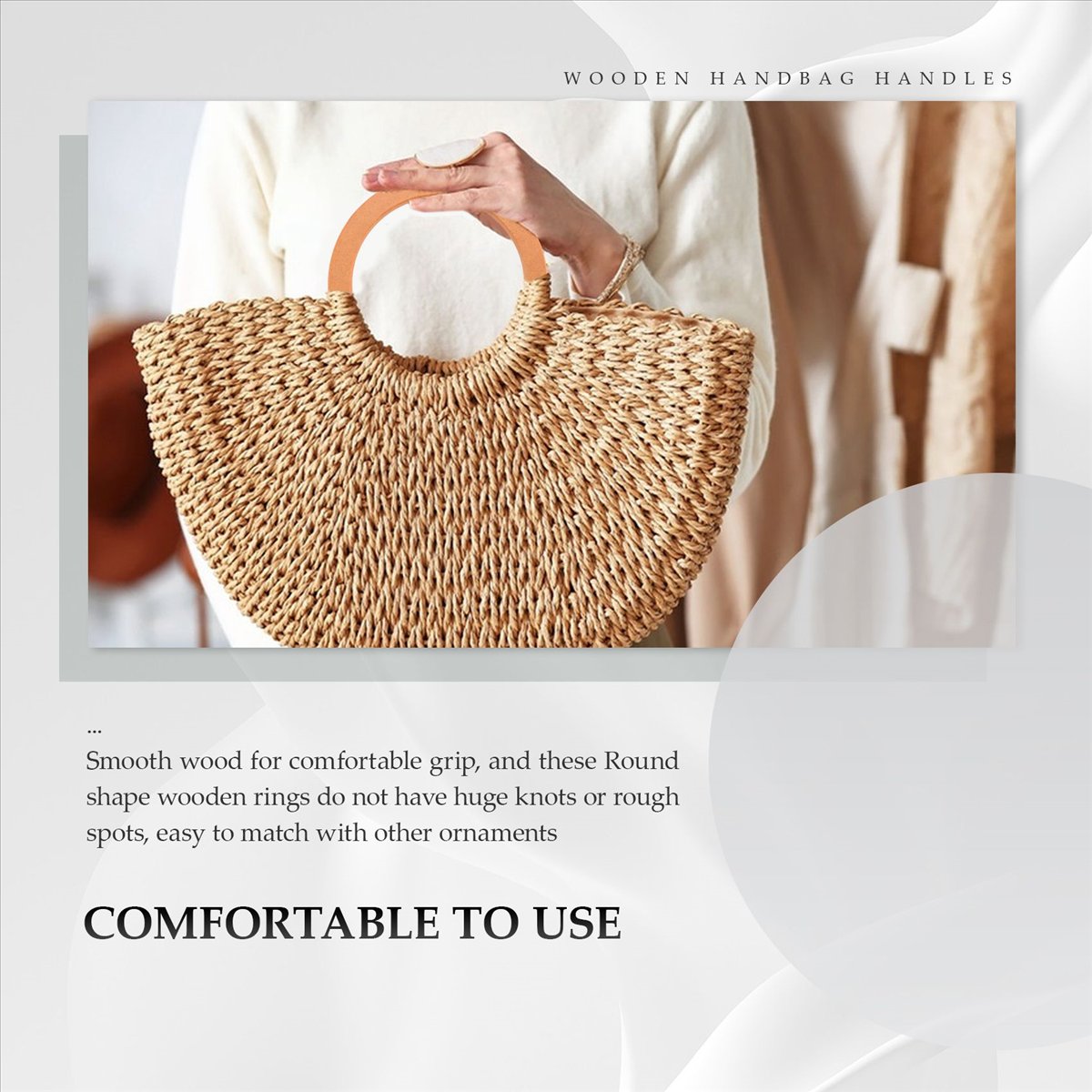 4PCS Wooden Round Shaped Handl - Handbags ulasan dan harga