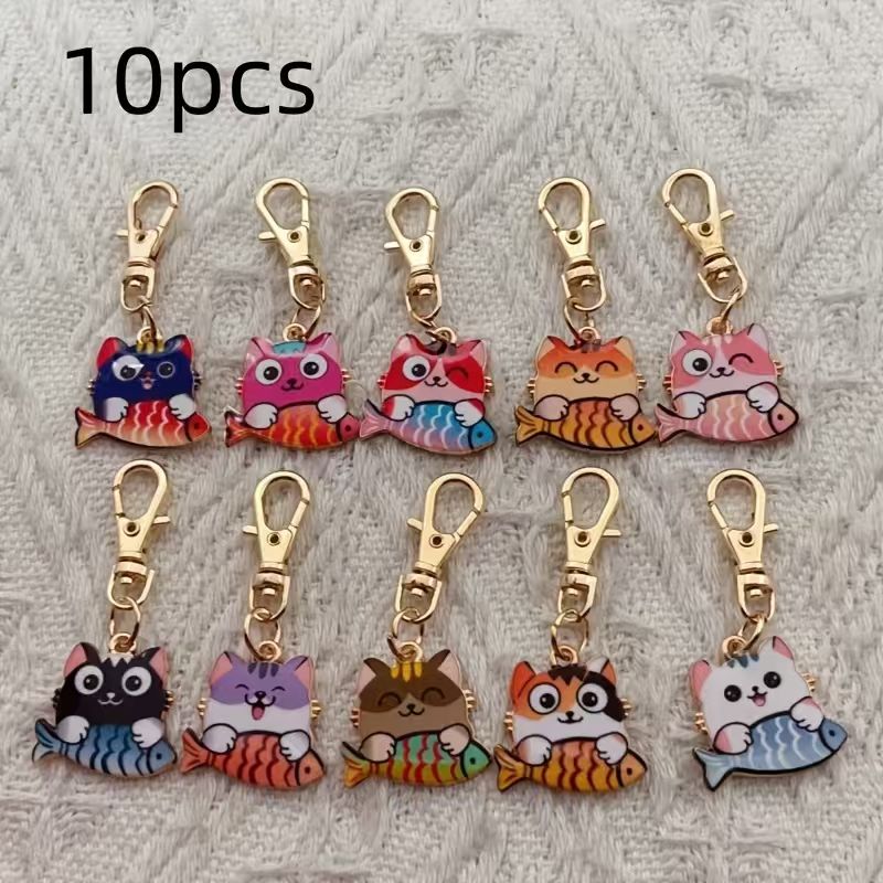 10pcs alloy printed cat keycha - Wallets ulasan dan harga
